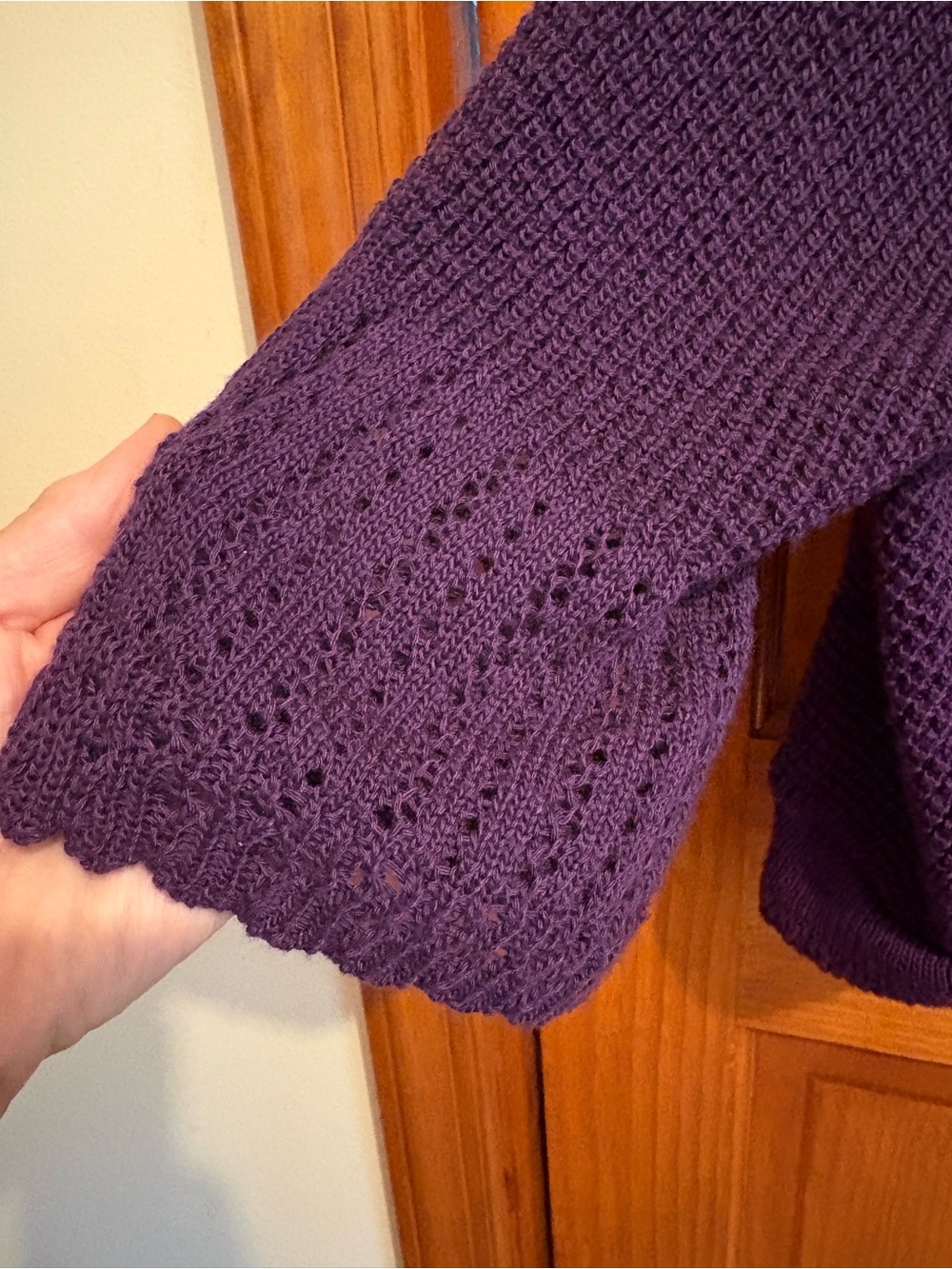 Deep Purple Open-Front Knit Shrug Sweater by NY Collection - Picture 3 of 4